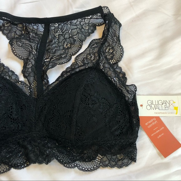 NWT gilligan o malley bralette black lace racerback - Picture 2 of 5